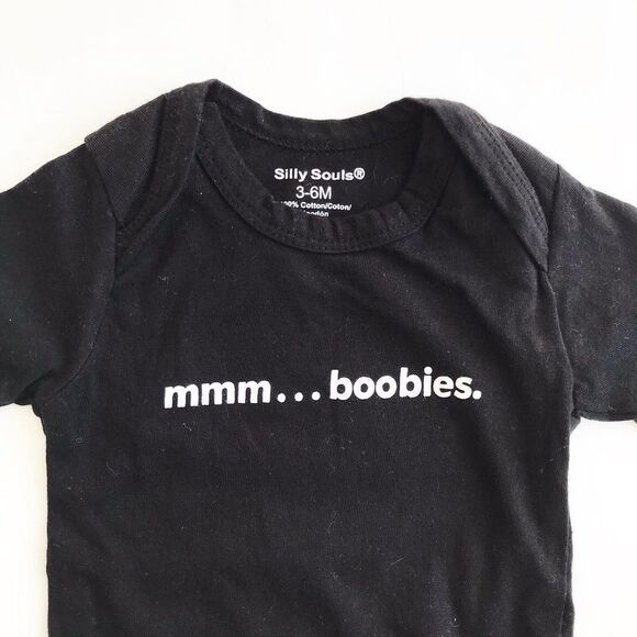 Silly Souls boobies/milk junkie onesie set EUC 3-6 - Picture 3 of 4